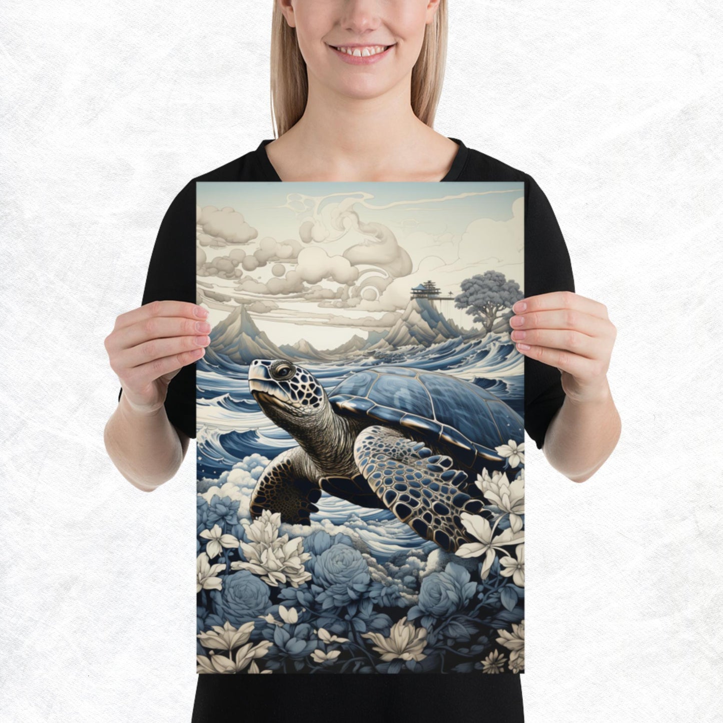 Ukiyo-e Turtle Paper Poster