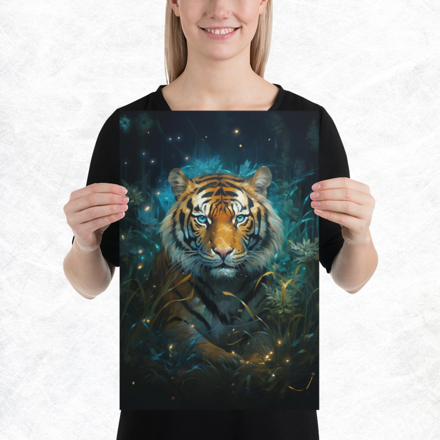 Dark Turquoise Tiger Paper Poster