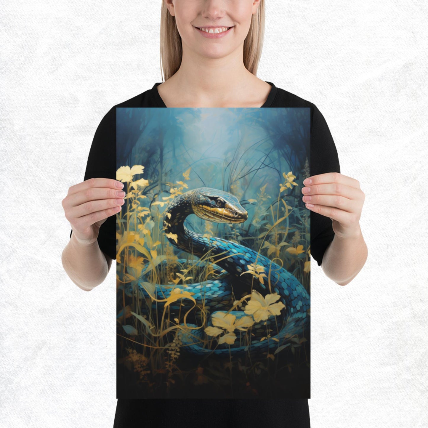 Dark Turquoise Snake Paper Poster