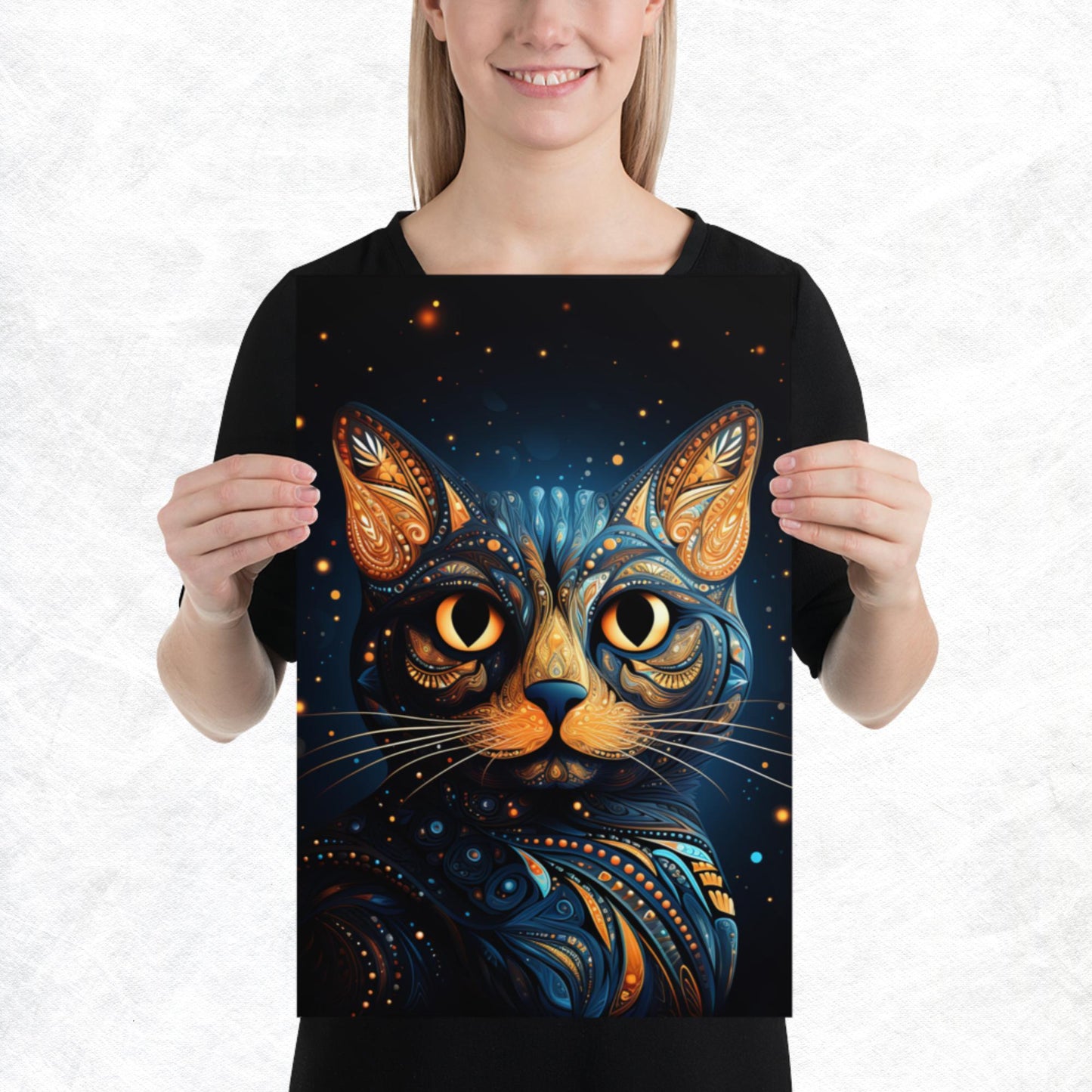 Dot Art Cat Paper Poster