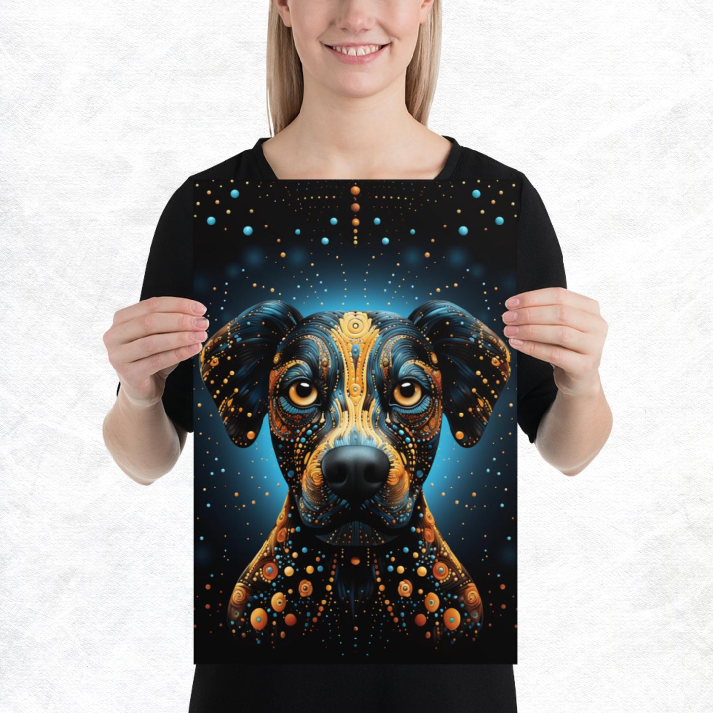 Dot Art Dog Paper Poster