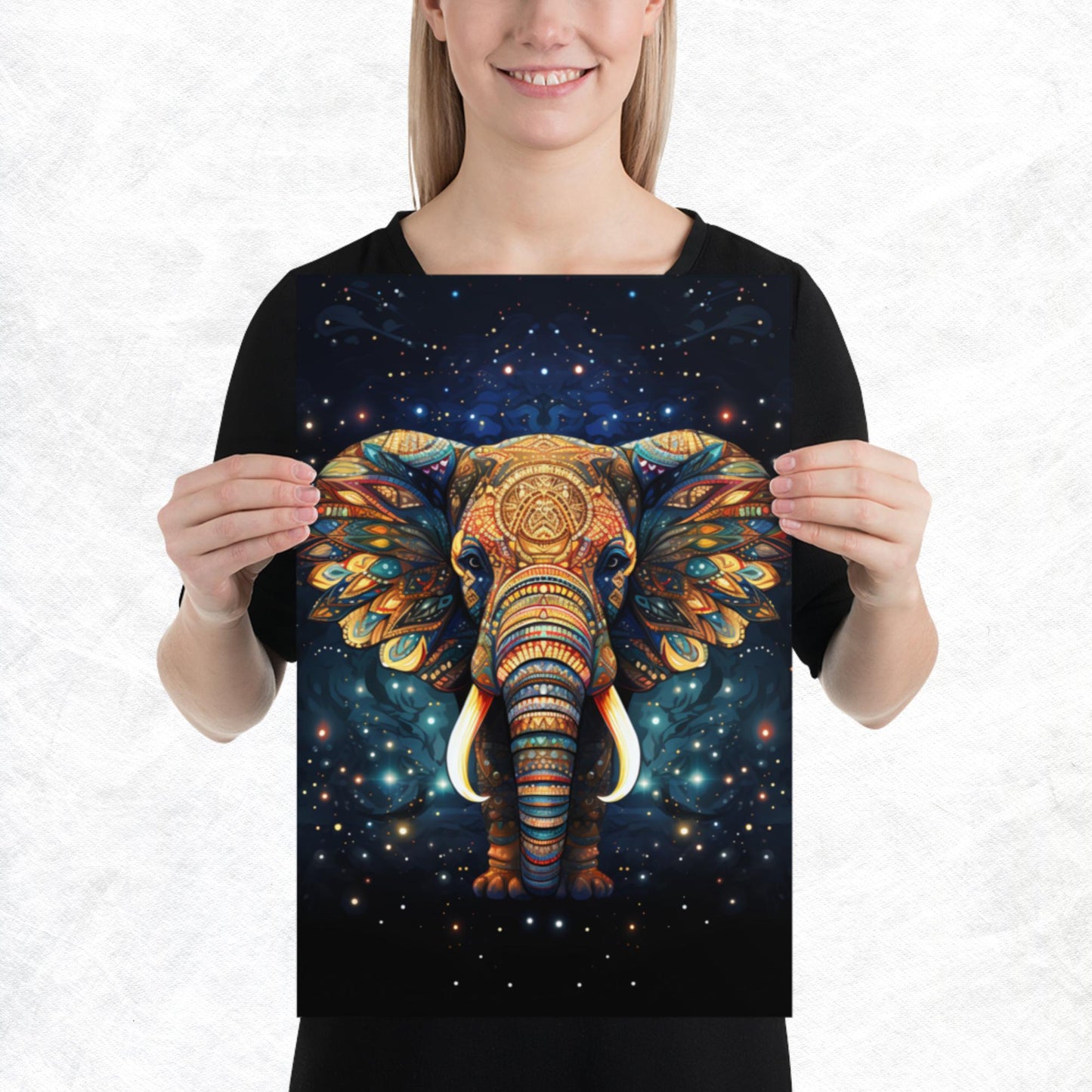 Dot Art Elephant Paper Poster