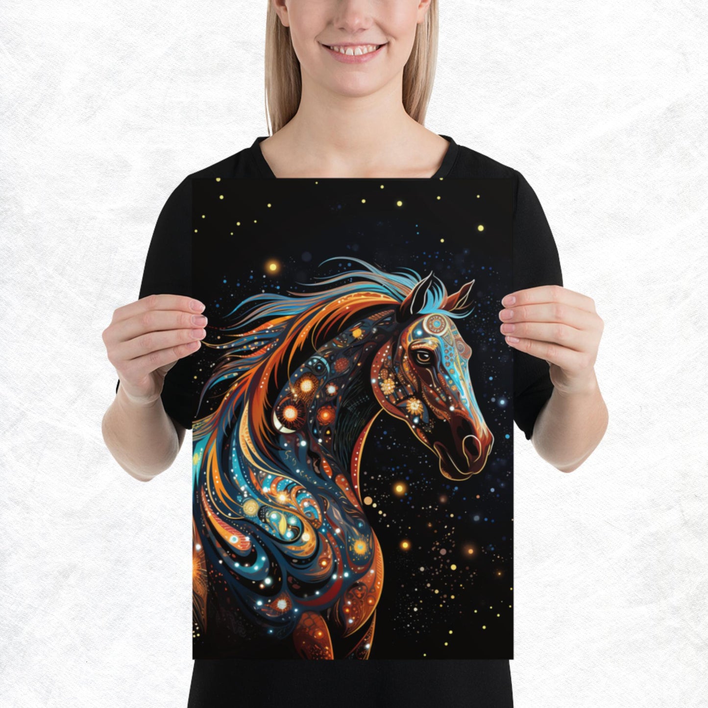 Dot Art Horse Paper Poster