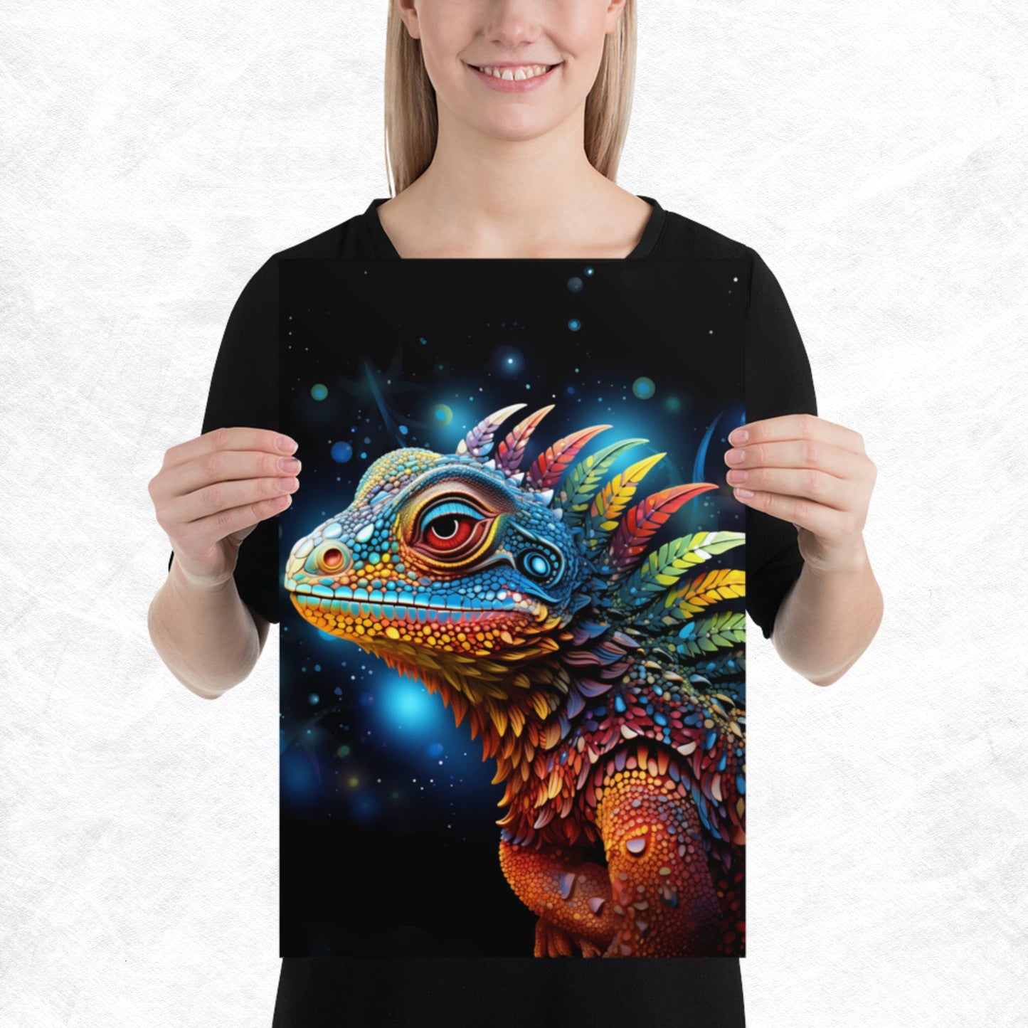 Dot Art Iguana Paper Poster