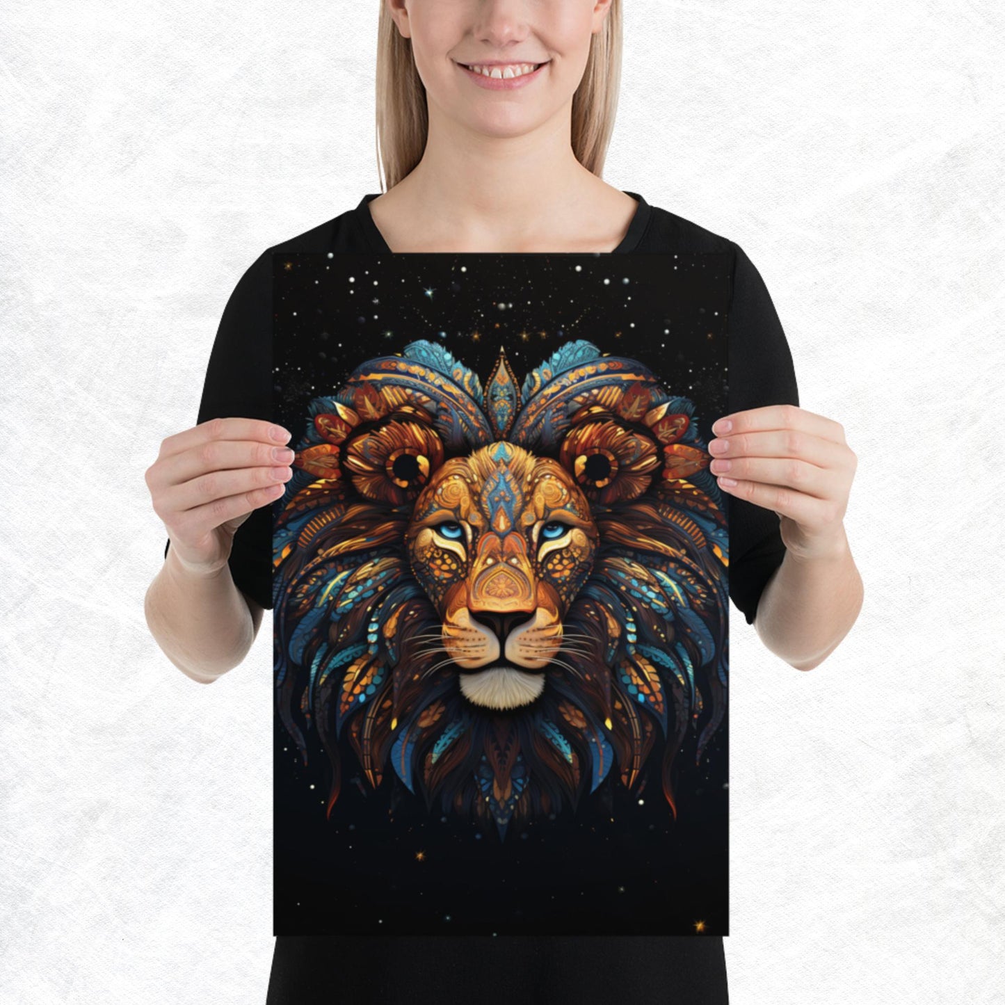 Dot Art Lion Paper Poster