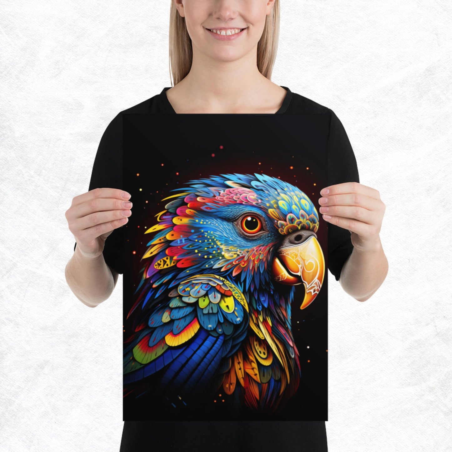 Dot Art Parrot Paper Poster