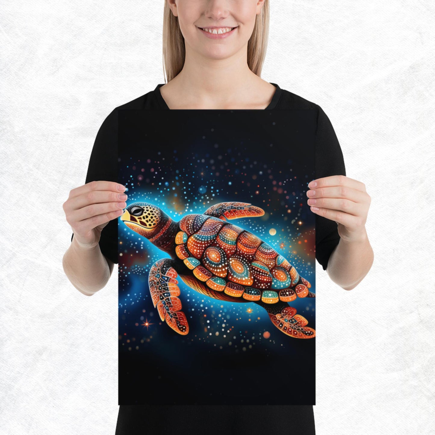 Dot Art Turtle Paper Poster