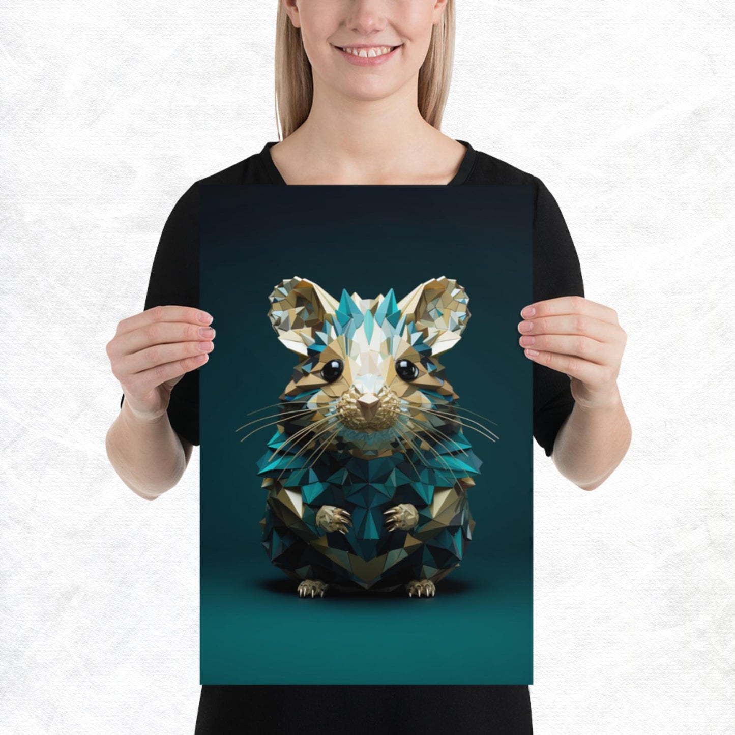 Blue Gold Hamster Paper Poster