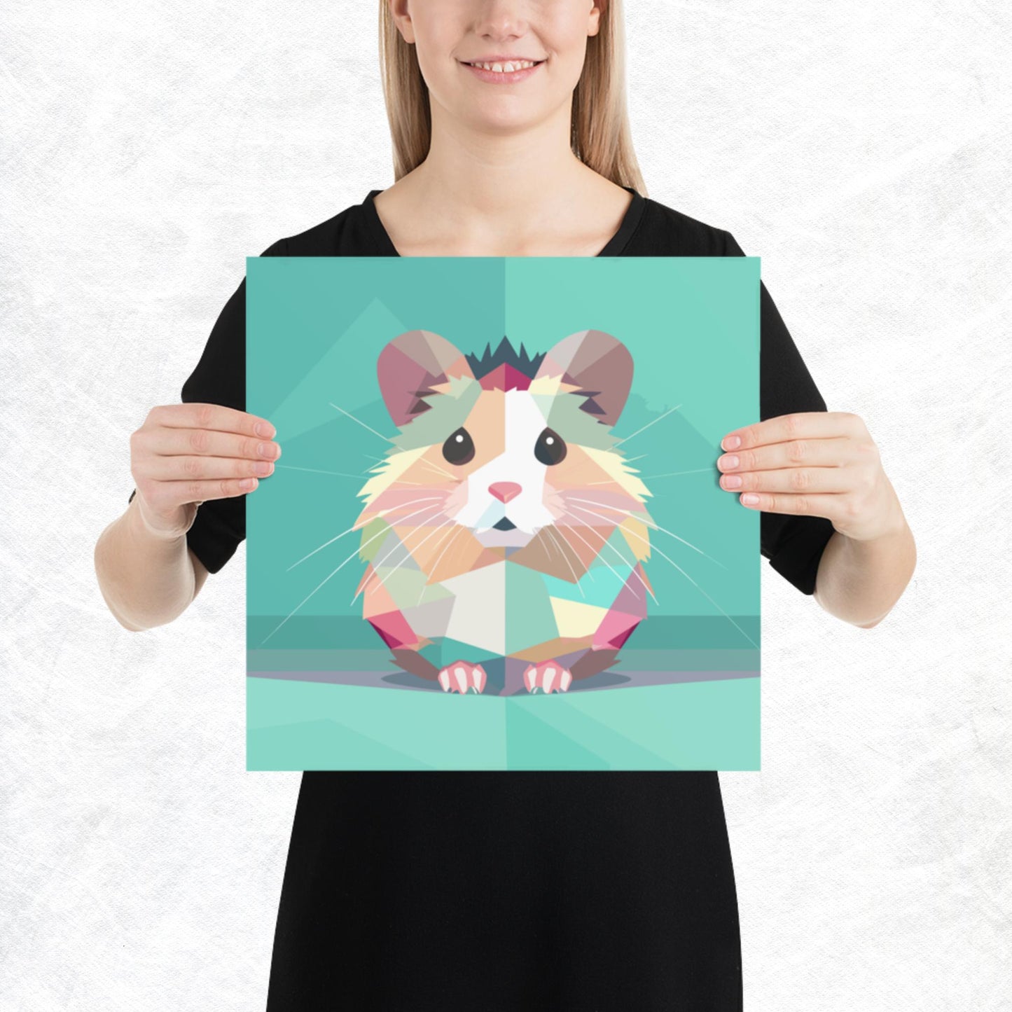 Green and Pink Hamster Paper Poster