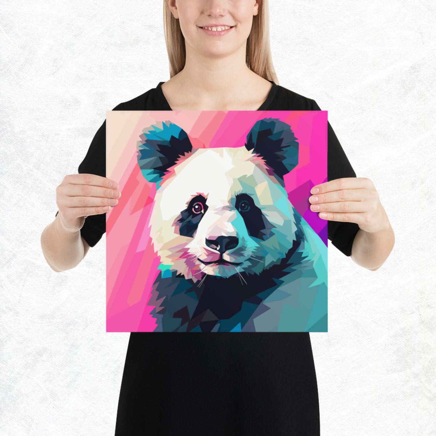 Green and Pink Panda Paper Poster