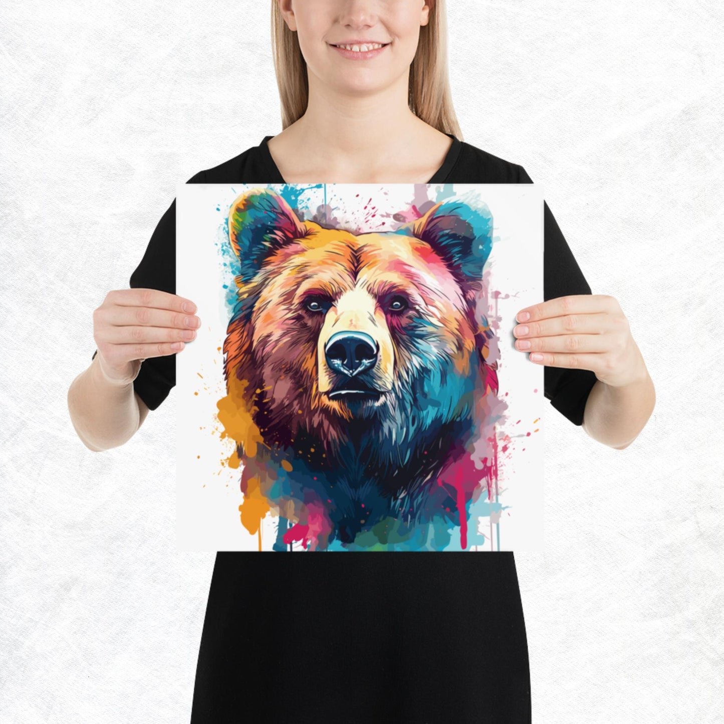Rainbow Paint Bear Paper Poster
