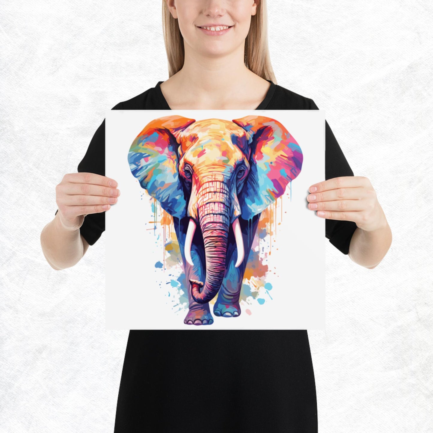 Rainbow Paint Elephant Paper Poster