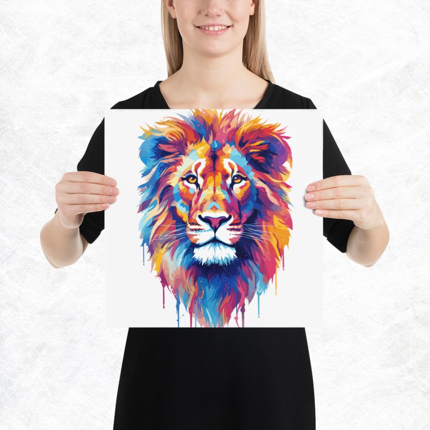 Rainbow Paint Lion Paper Poster