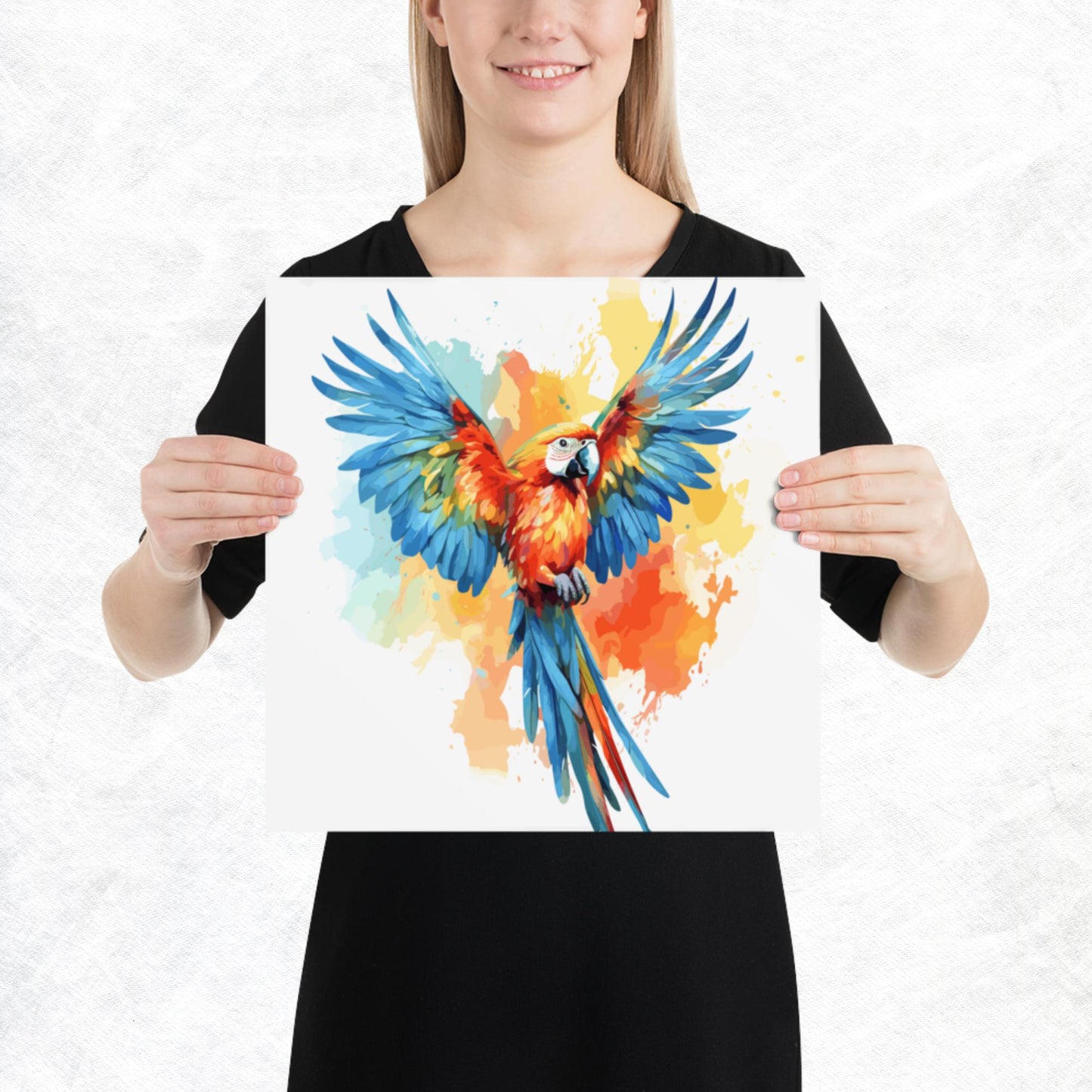 Rainbow Paint Parrot Paper Poster