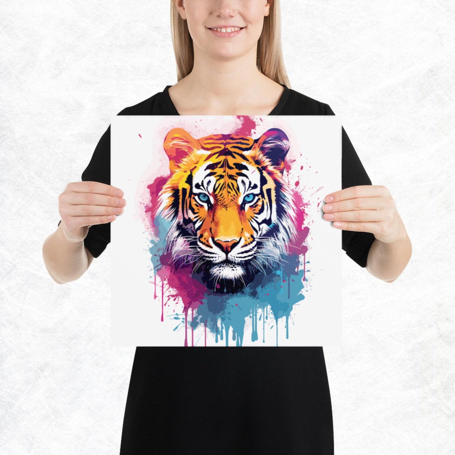 Rainbow Paint Tiger Paper Poster