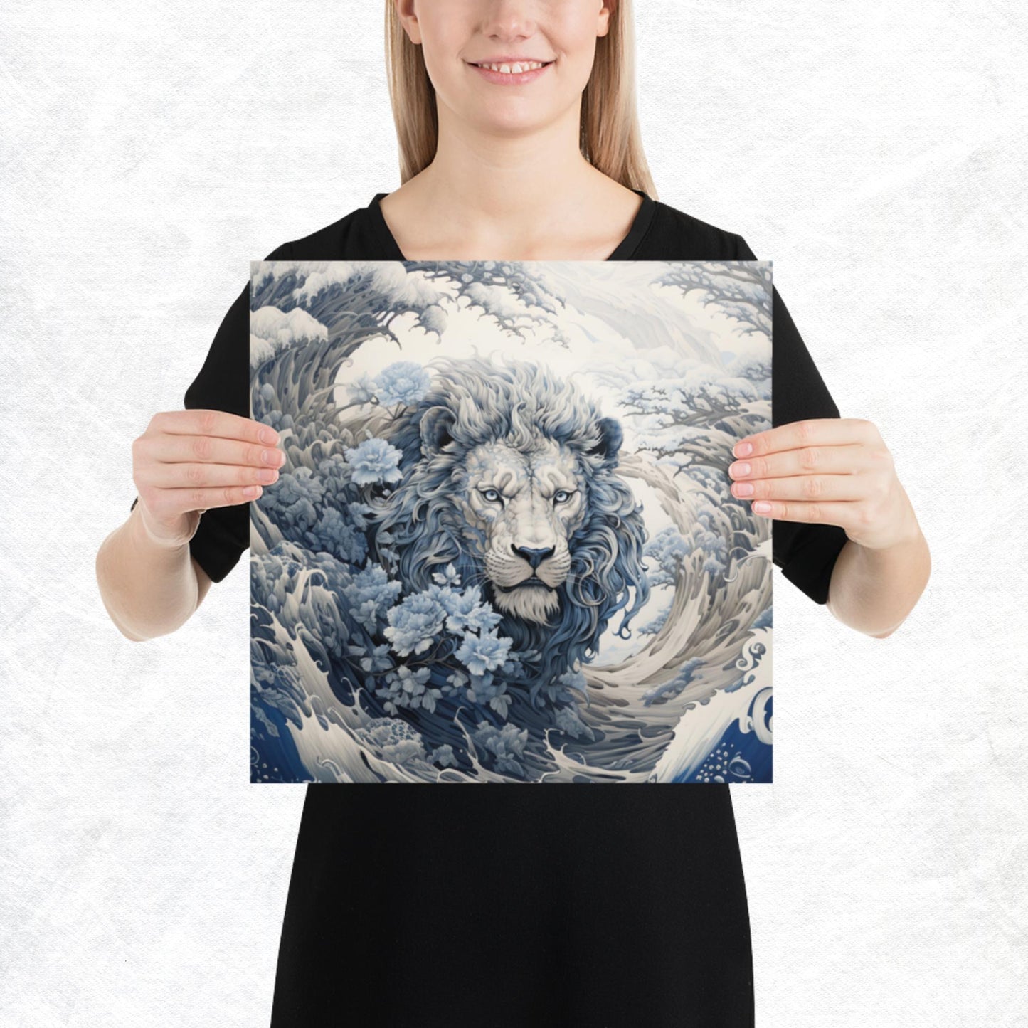 Ukiyo-e Lion Paper Poster