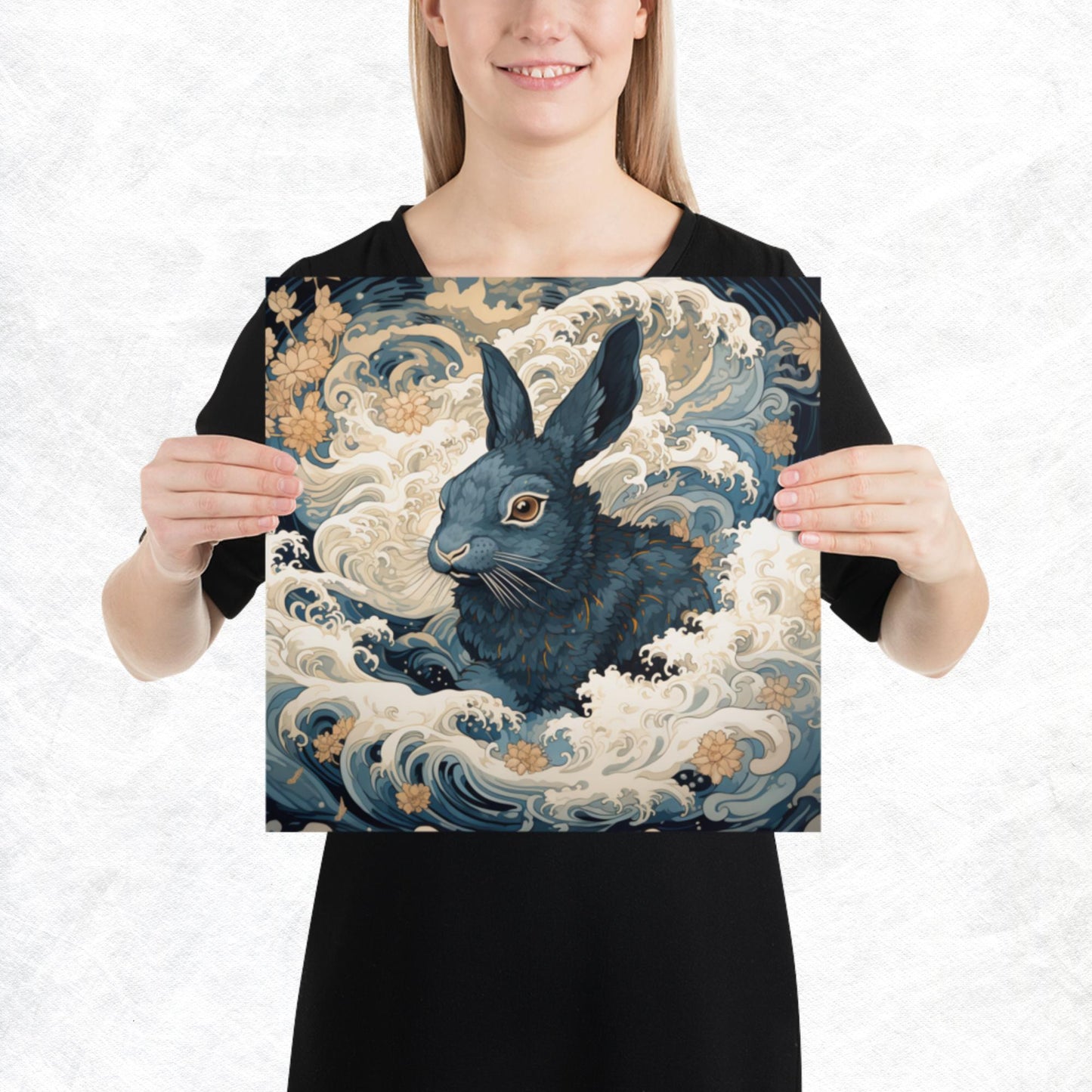 Ukiyo-e Rabbit Paper Poster