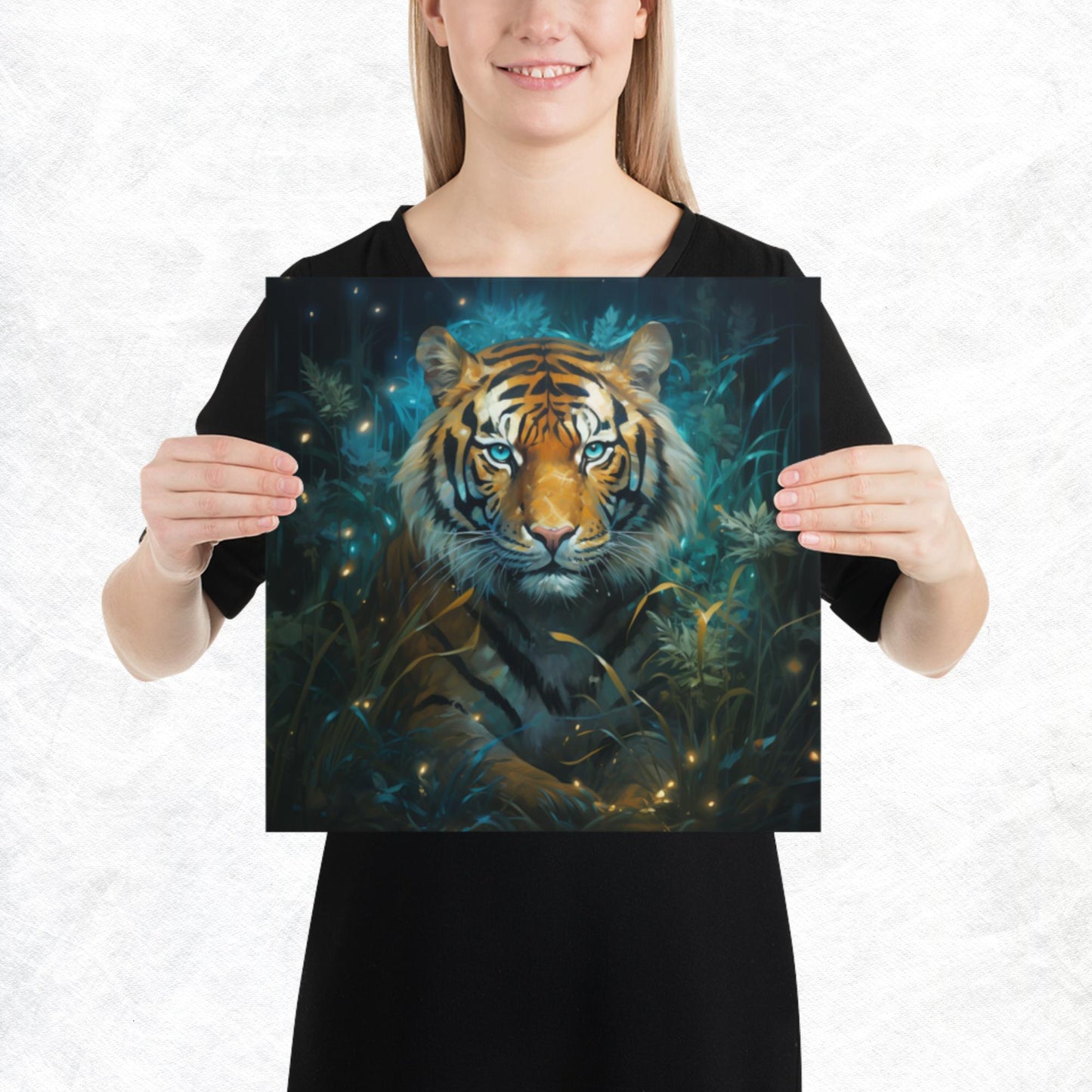 Dark Turquoise Tiger Paper Poster