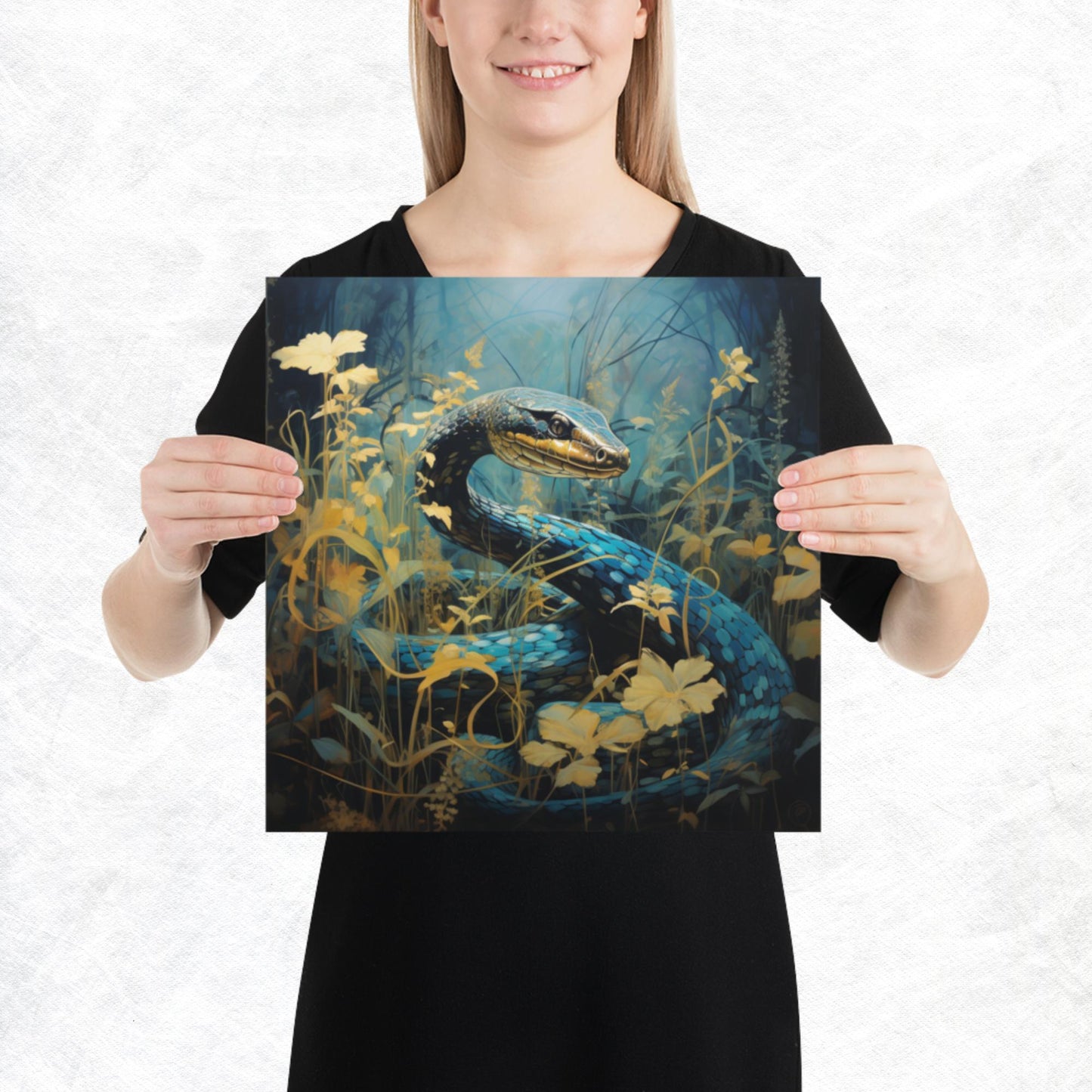 Dark Turquoise Snake Paper Poster