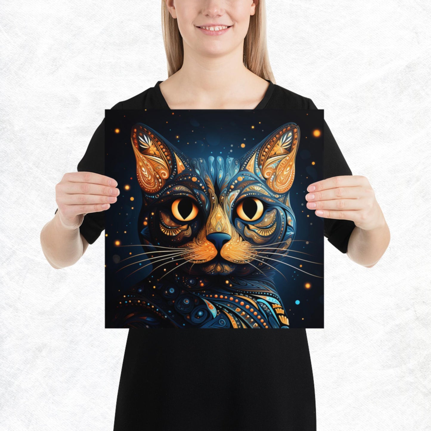 Dot Art Cat Paper Poster