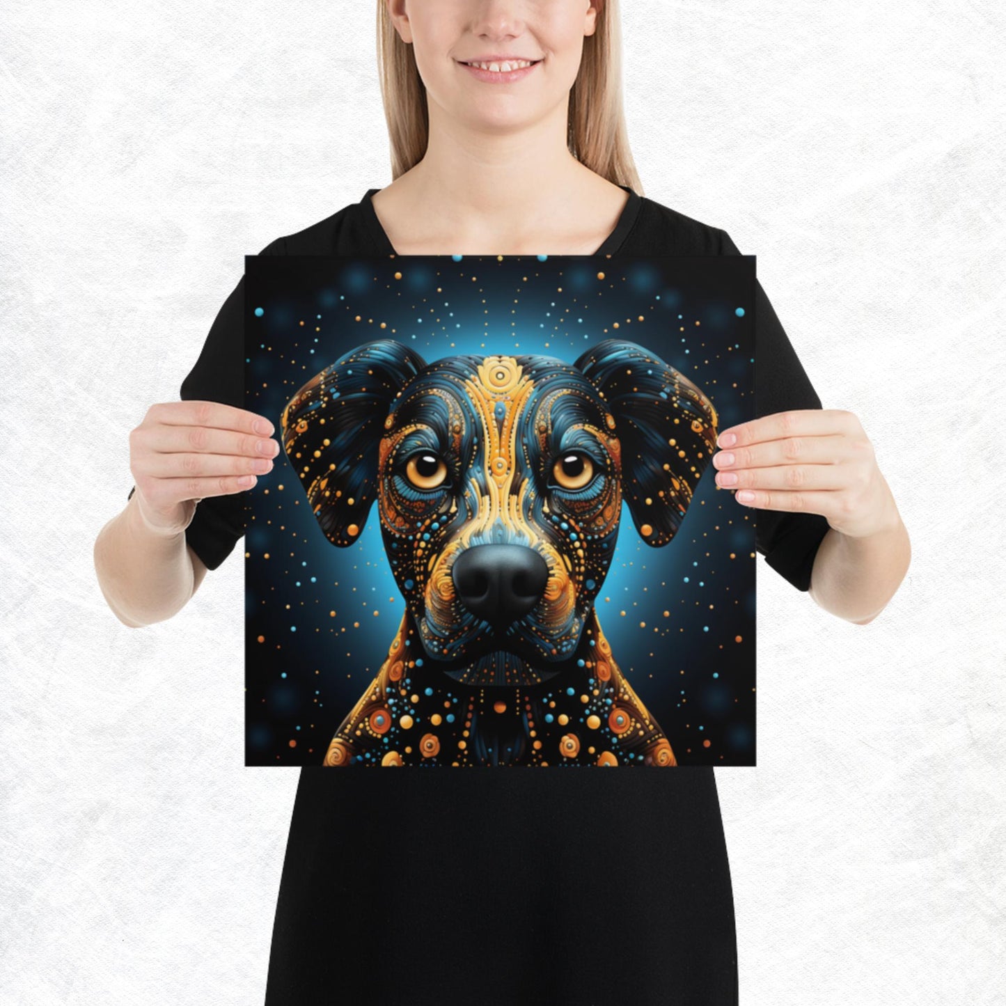 Dot Art Dog Paper Poster