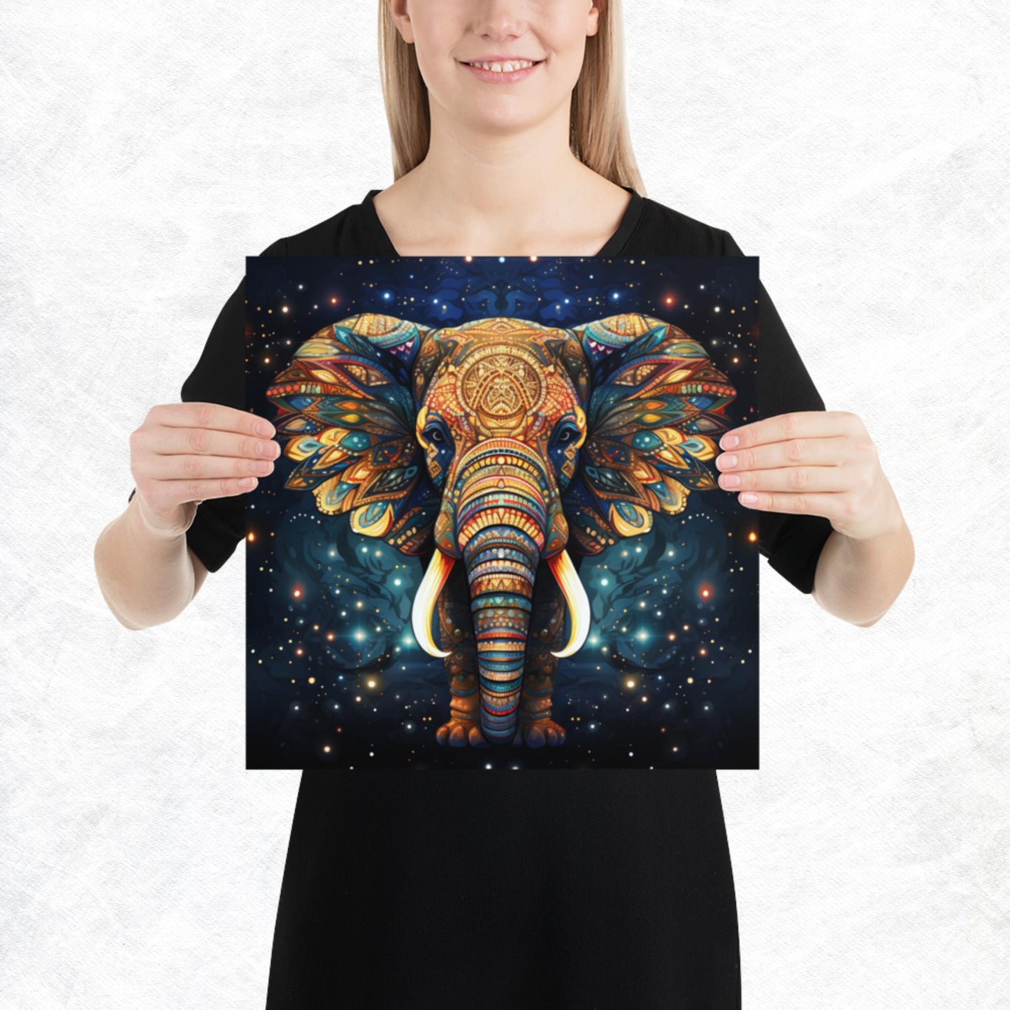 Dot Art Elephant Paper Poster