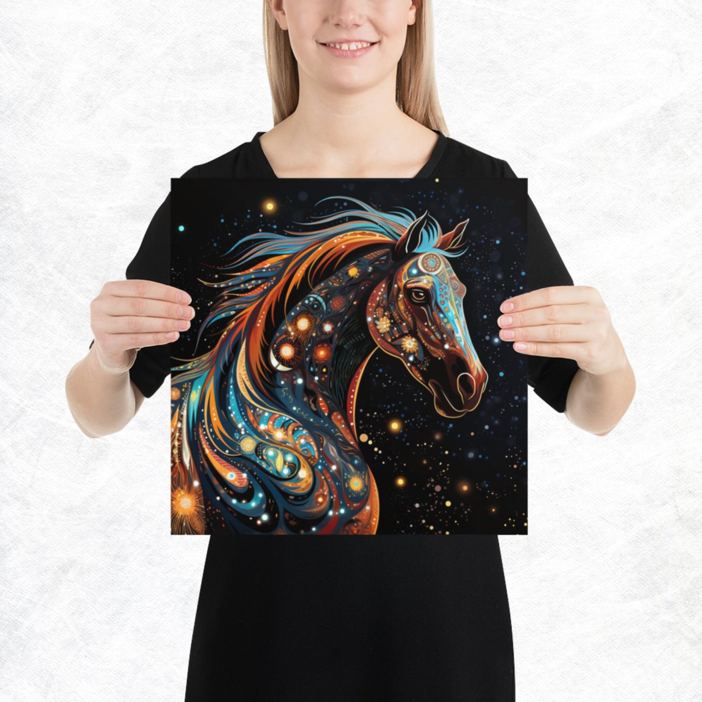 Dot Art Horse Paper Poster
