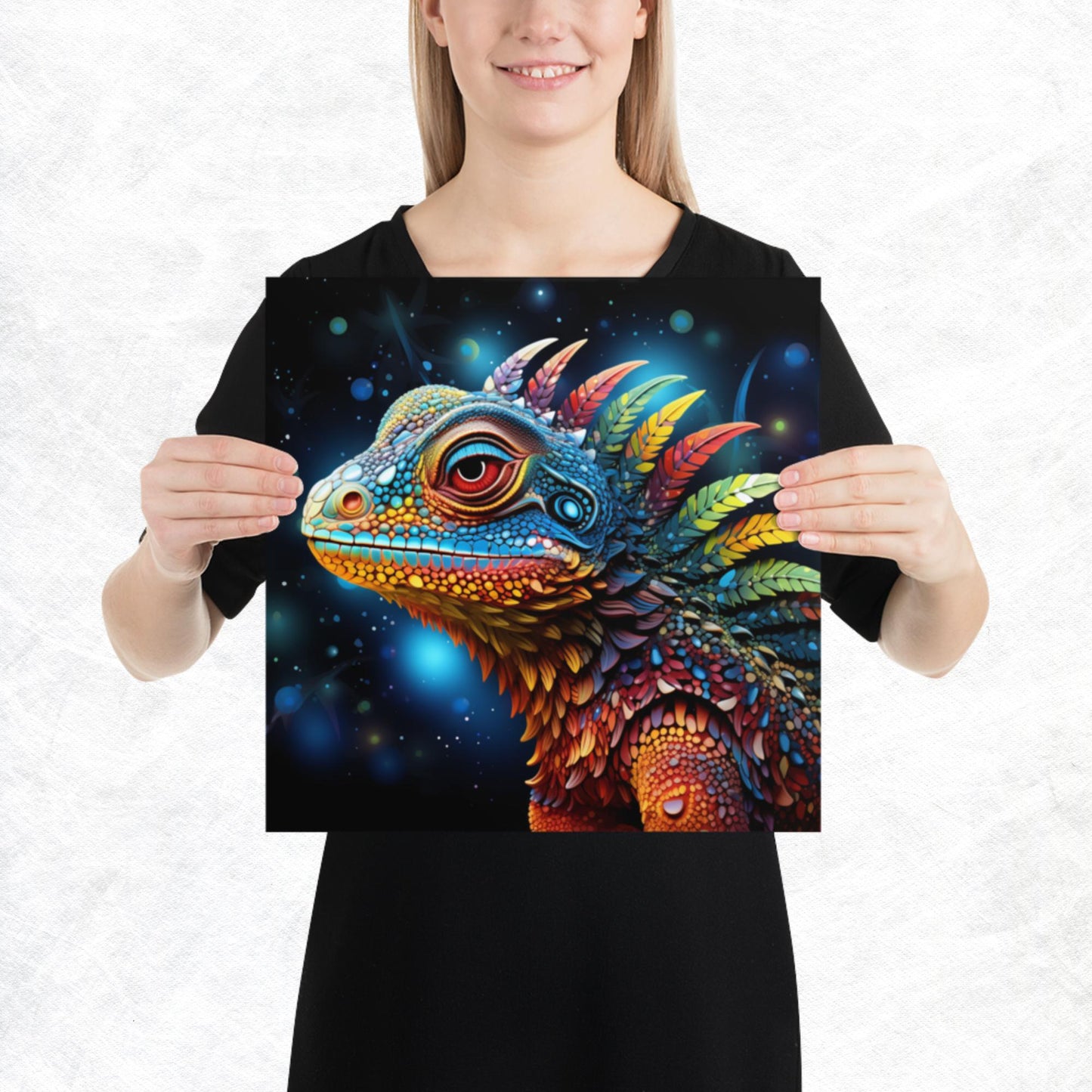 Dot Art Iguana Paper Poster
