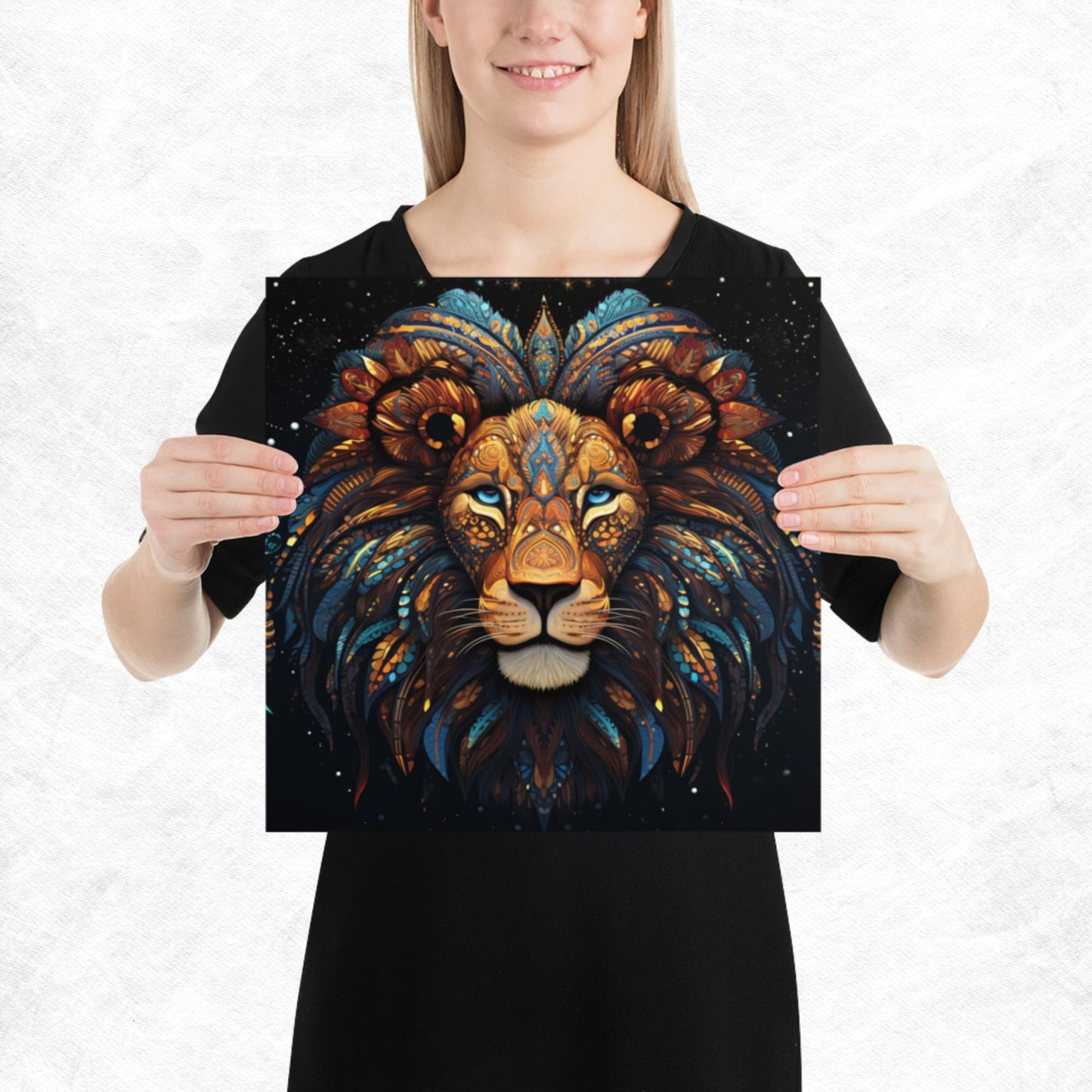 Dot Art Lion Paper Poster