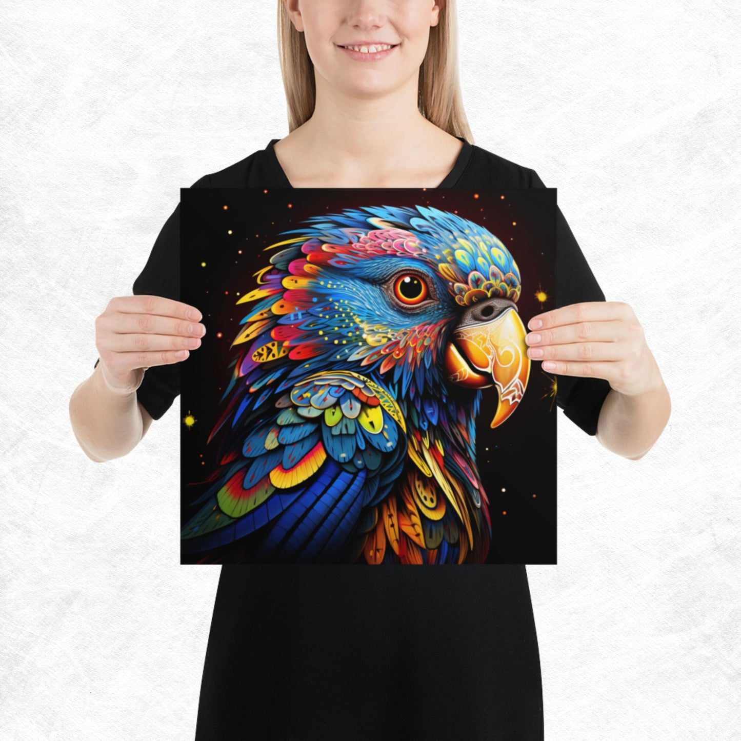 Dot Art Parrot Paper Poster