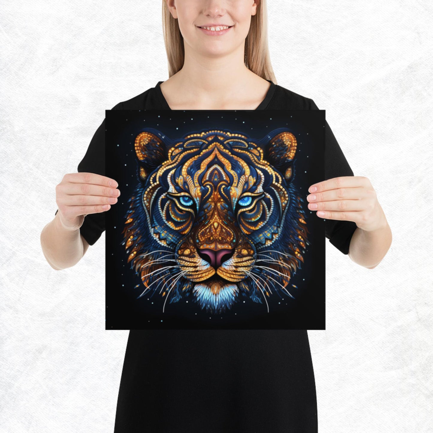 Dot Art Tiger Paper Poster
