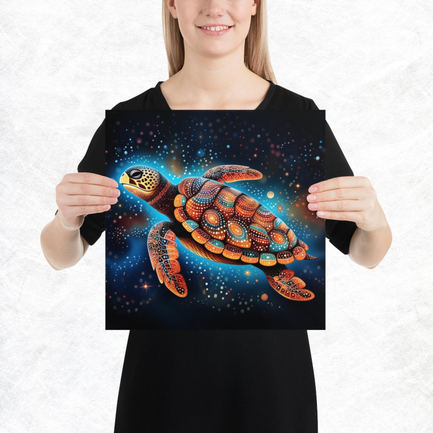 Dot Art Turtle Paper Poster
