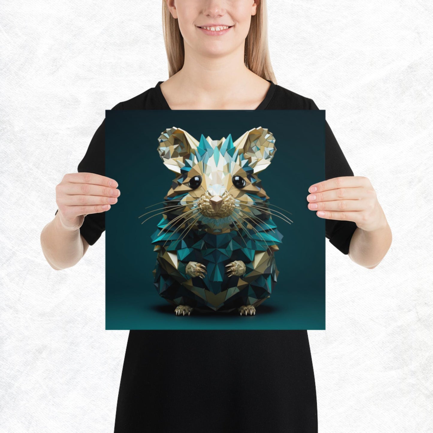 Blue Gold Hamster Paper Poster