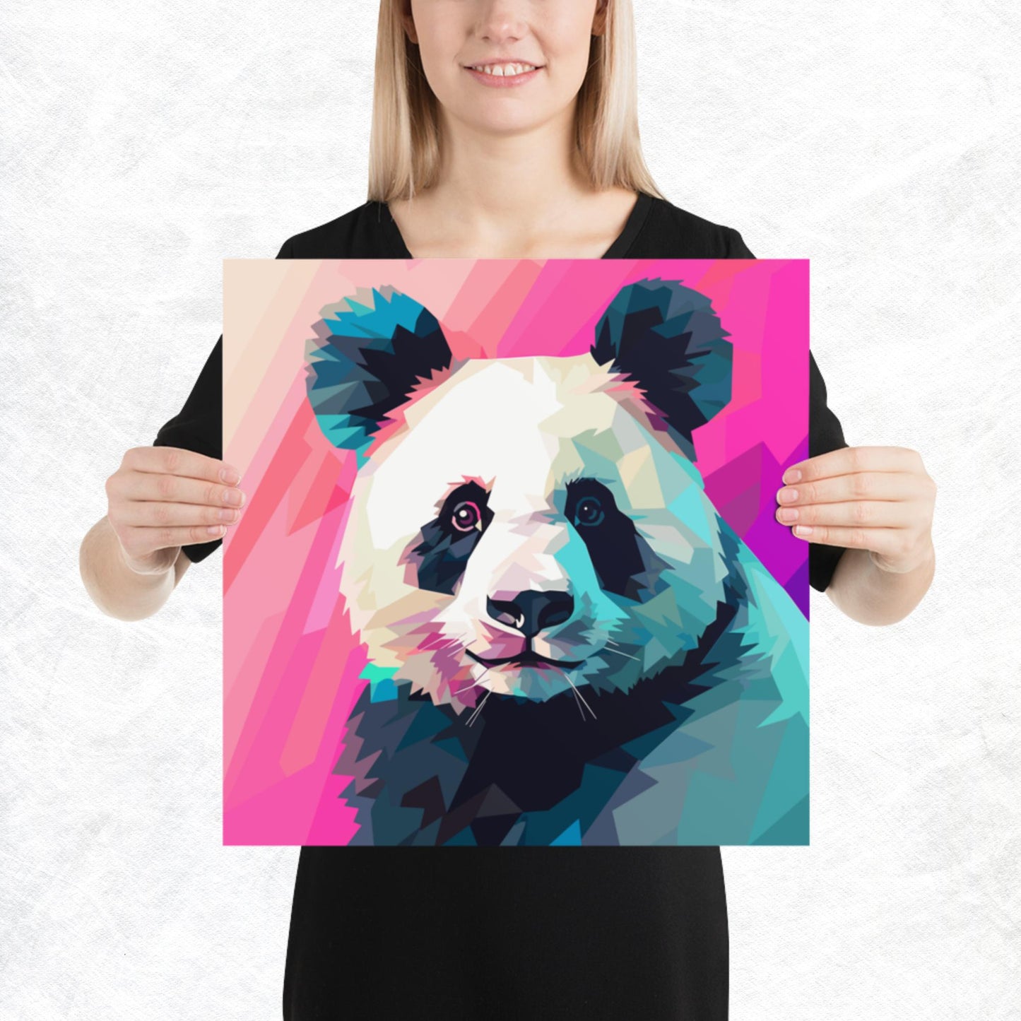 Green and Pink Panda Paper Poster