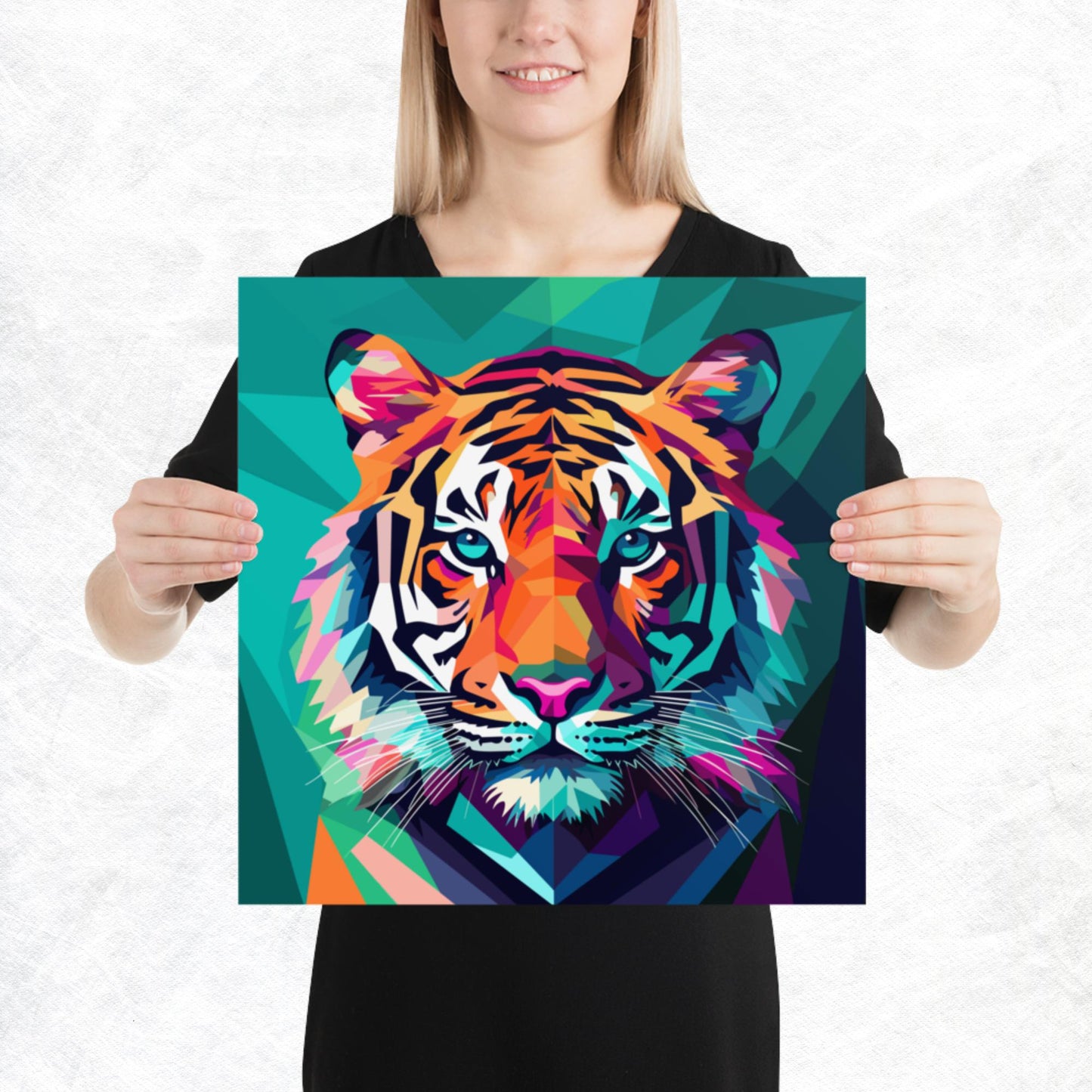 Green and Pink Tiger Paper Poster