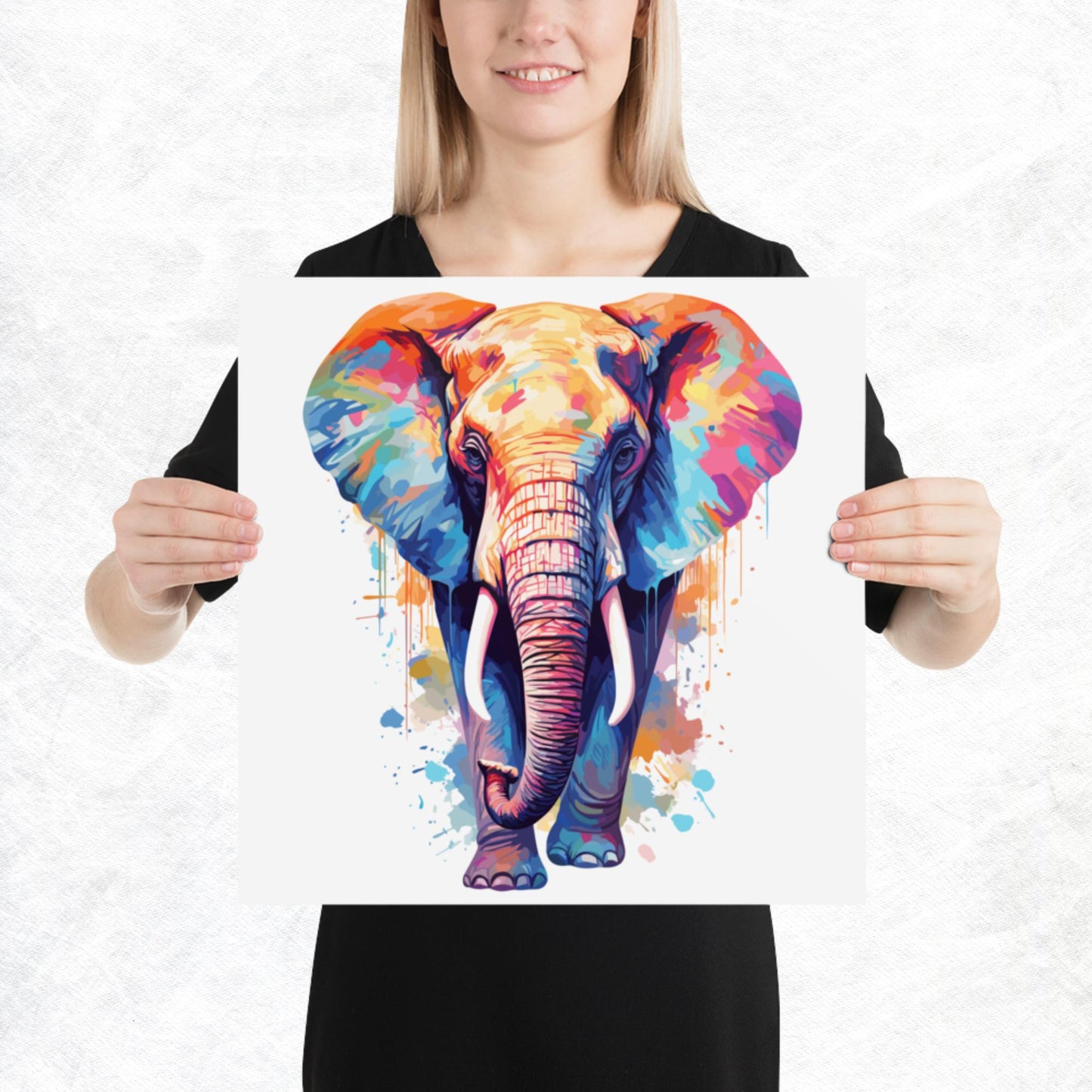 Rainbow Paint Elephant Paper Poster