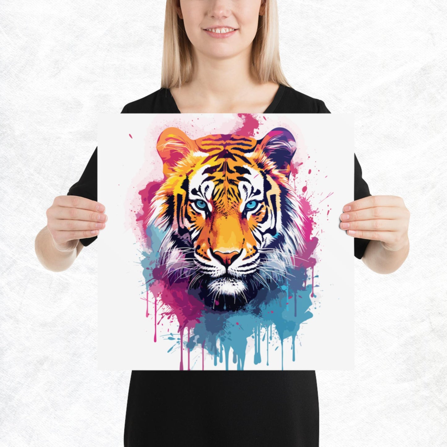 Rainbow Paint Tiger Paper Poster