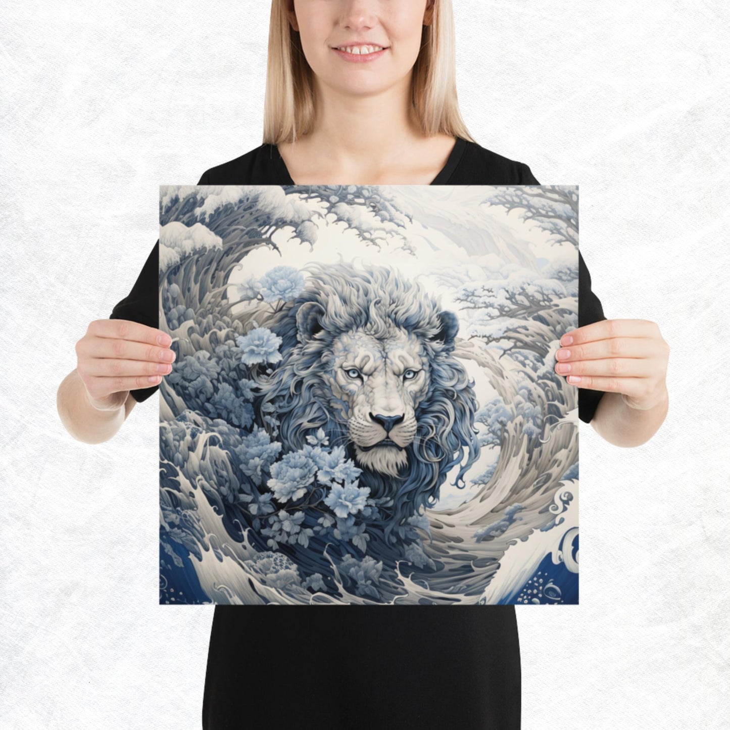 Ukiyo-e Lion Paper Poster