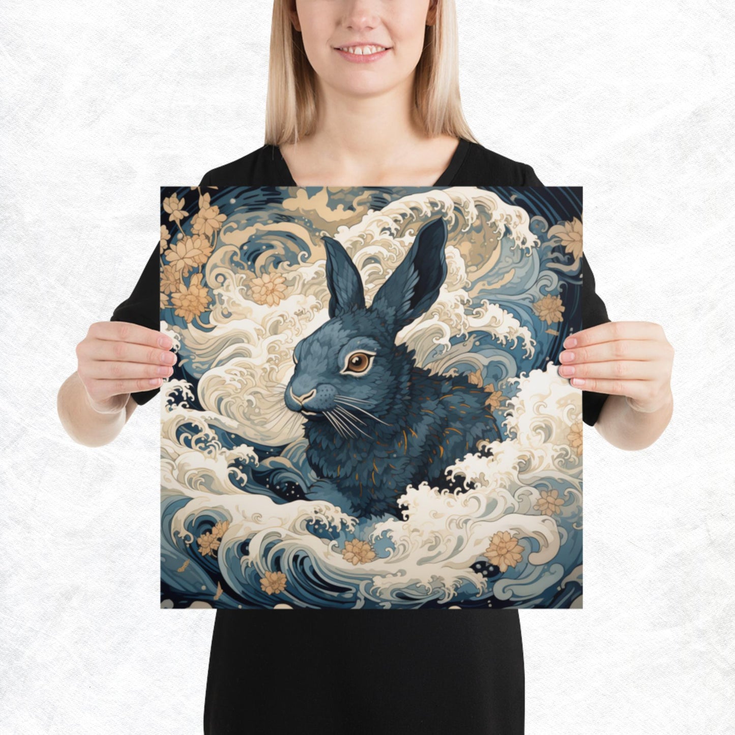 Ukiyo-e Rabbit Paper Poster