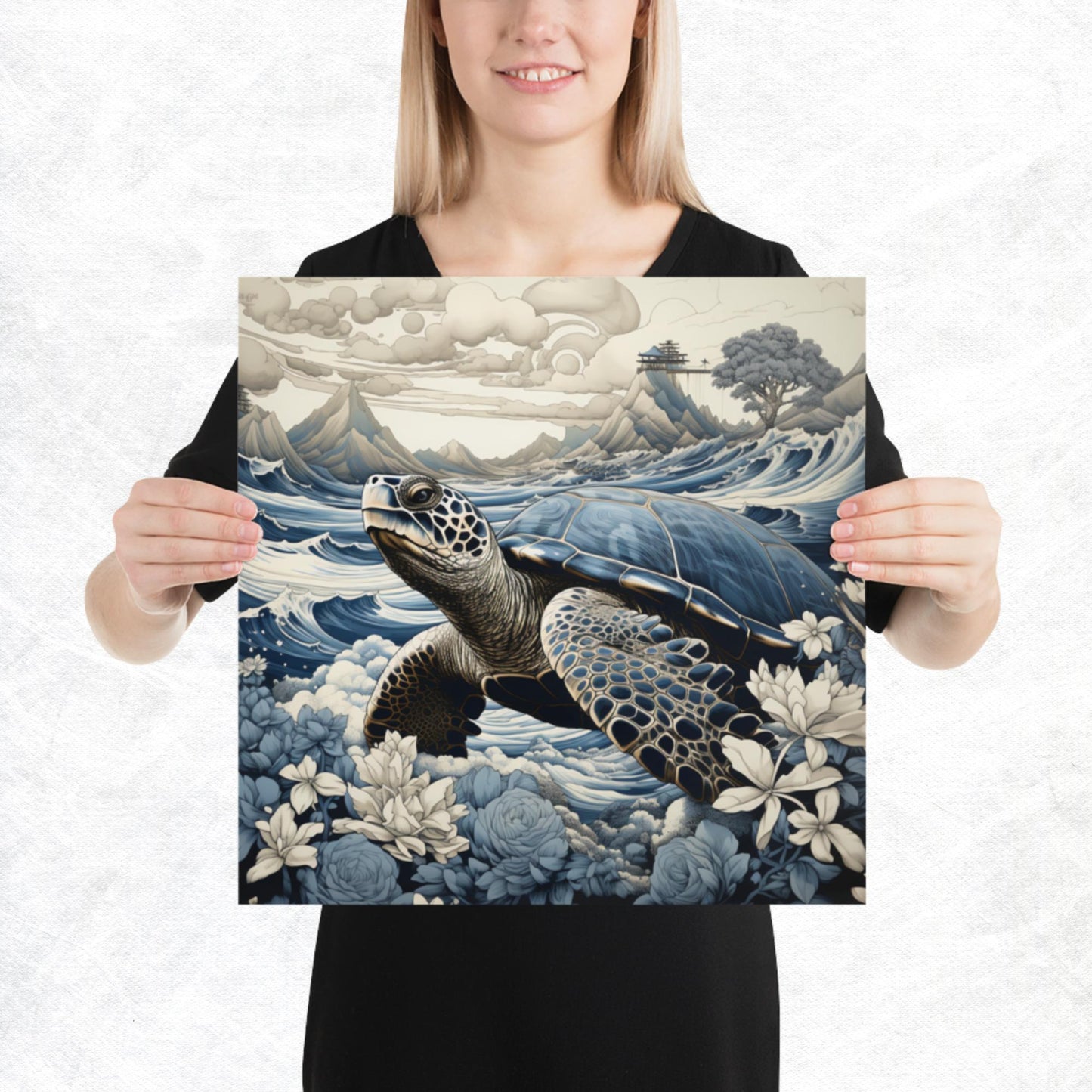 Ukiyo-e Turtle Paper Poster