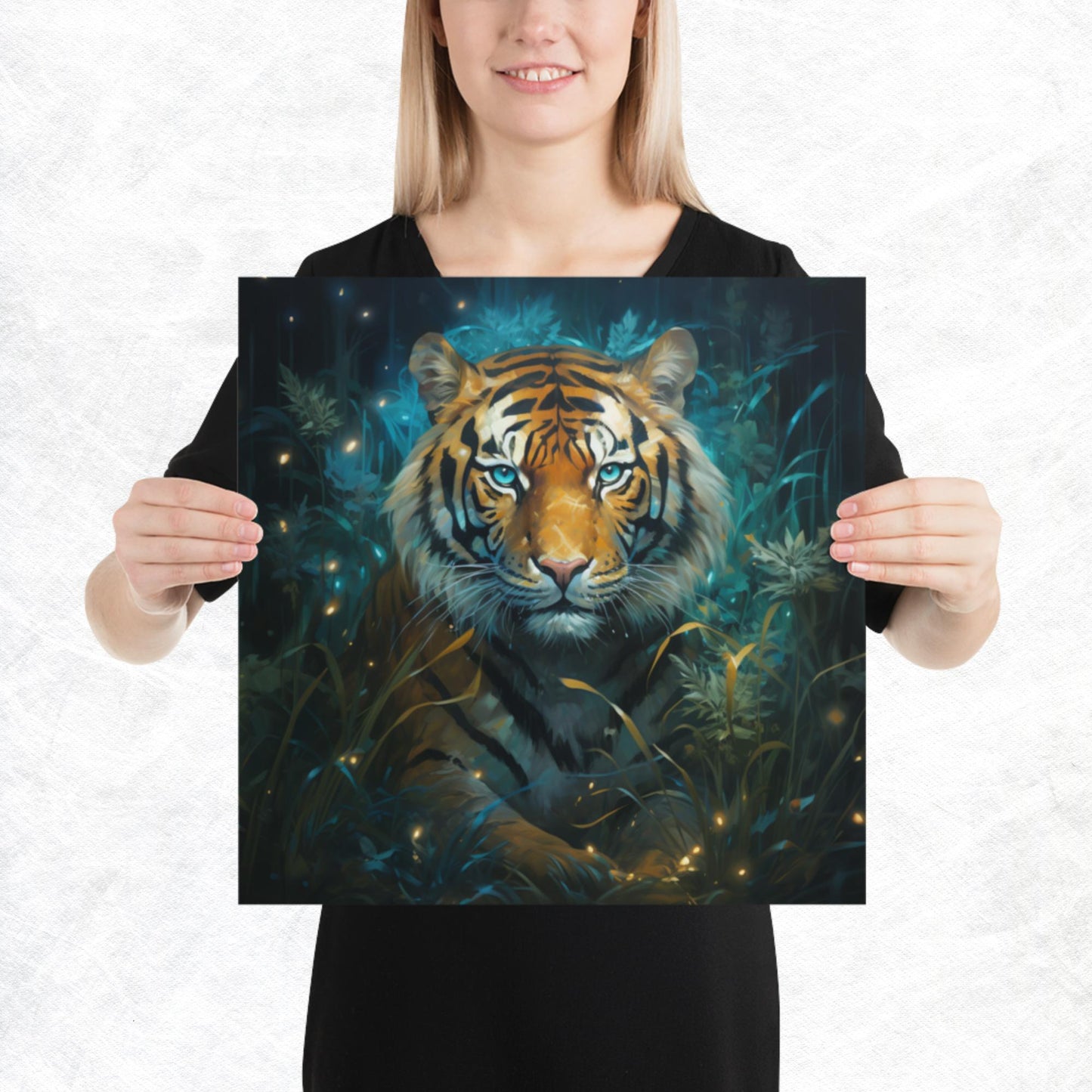 Dark Turquoise Tiger Paper Poster