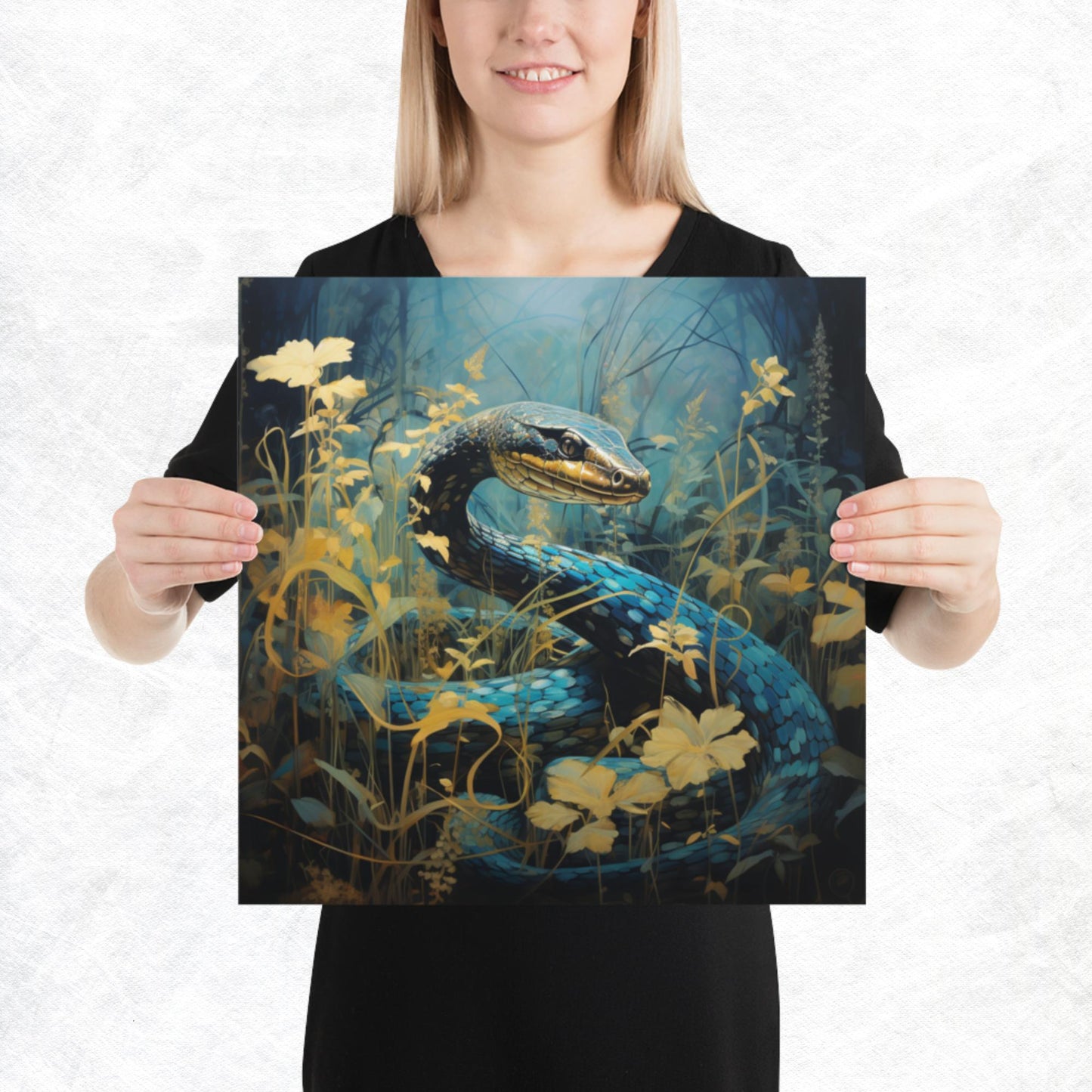 Dark Turquoise Snake Paper Poster