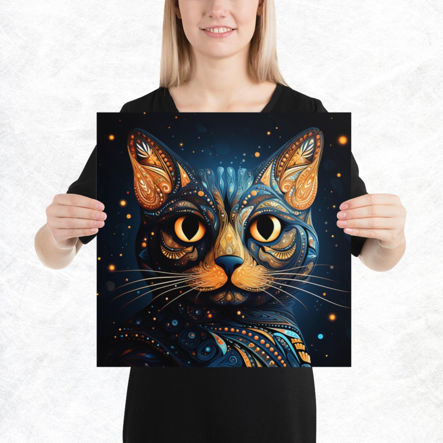 Dot Art Cat Paper Poster