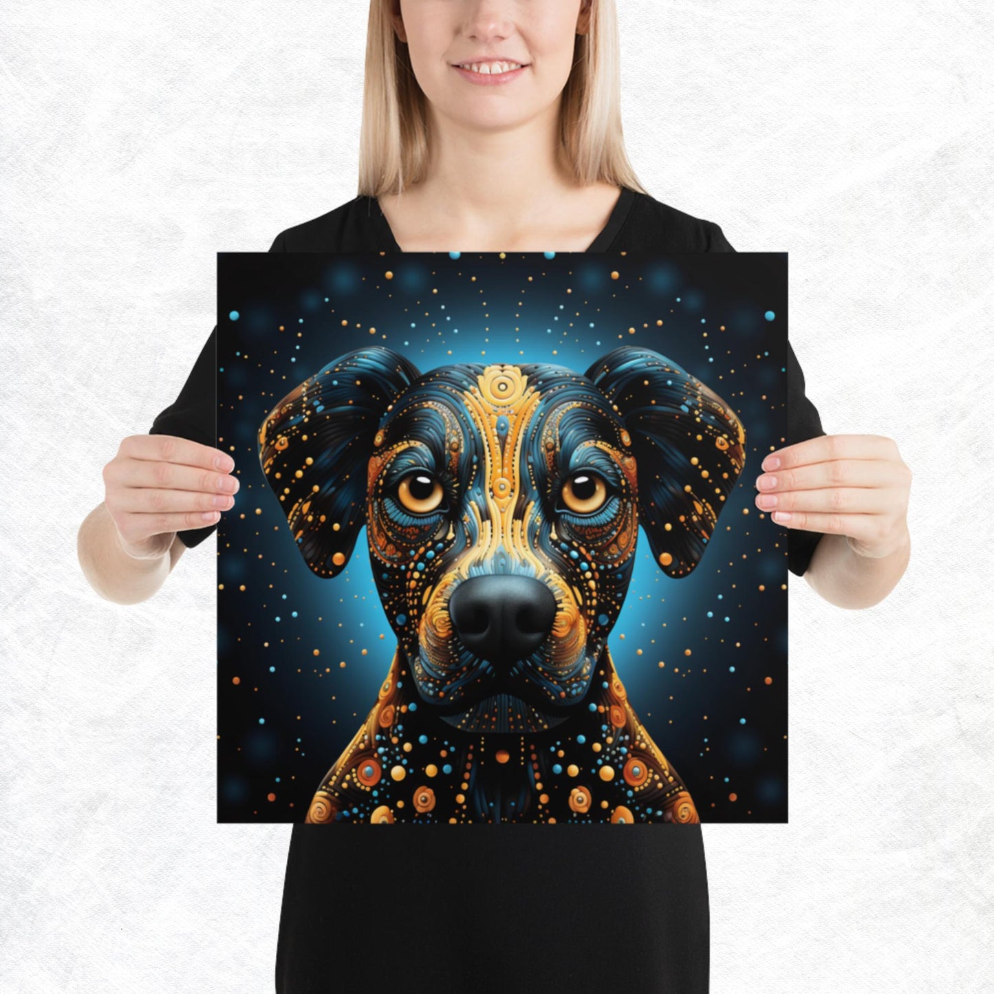 Dot Art Dog Paper Poster