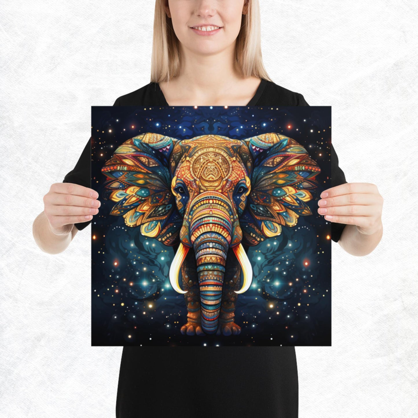 Dot Art Elephant Paper Poster