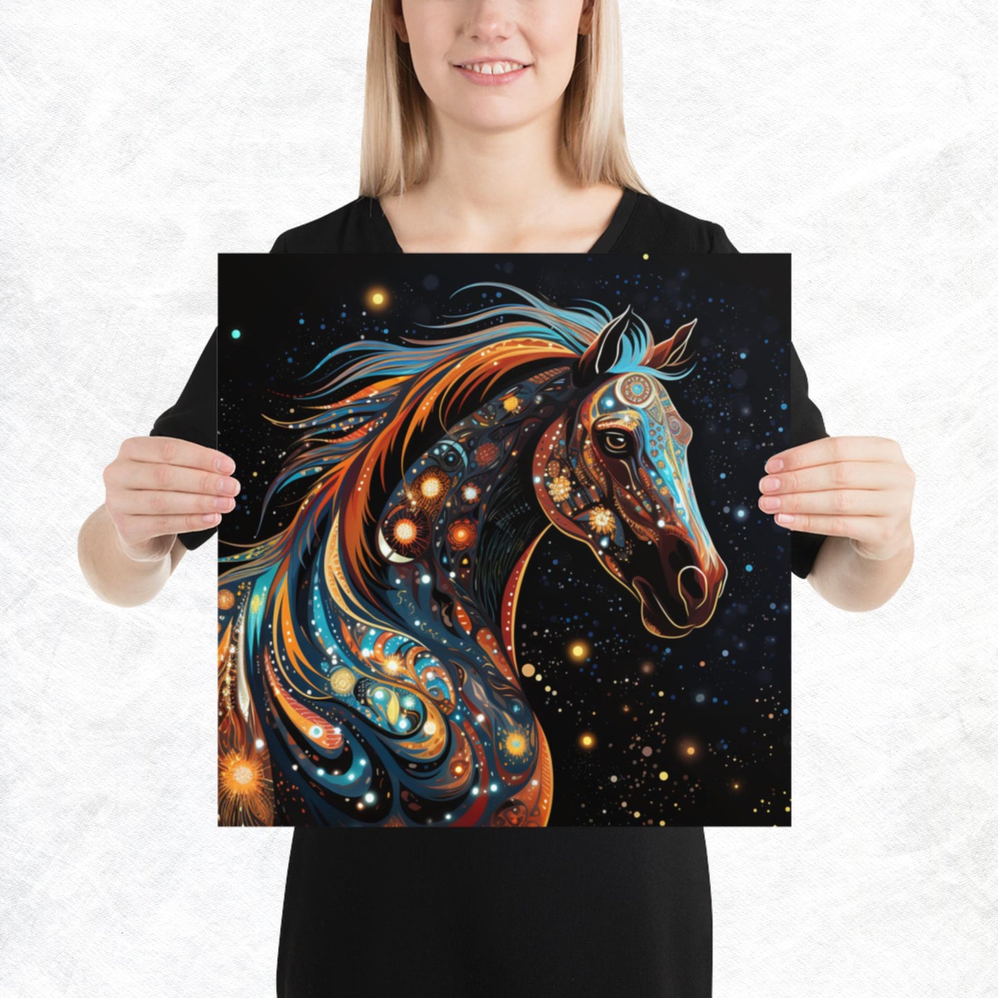 Dot Art Horse Paper Poster