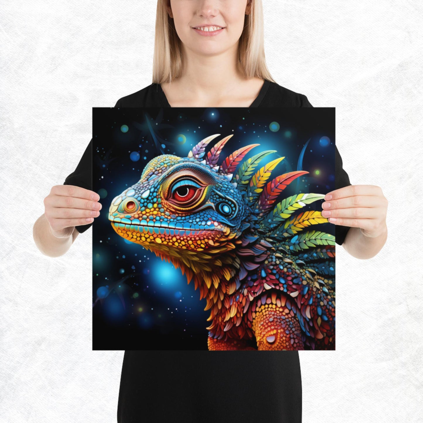 Dot Art Iguana Paper Poster