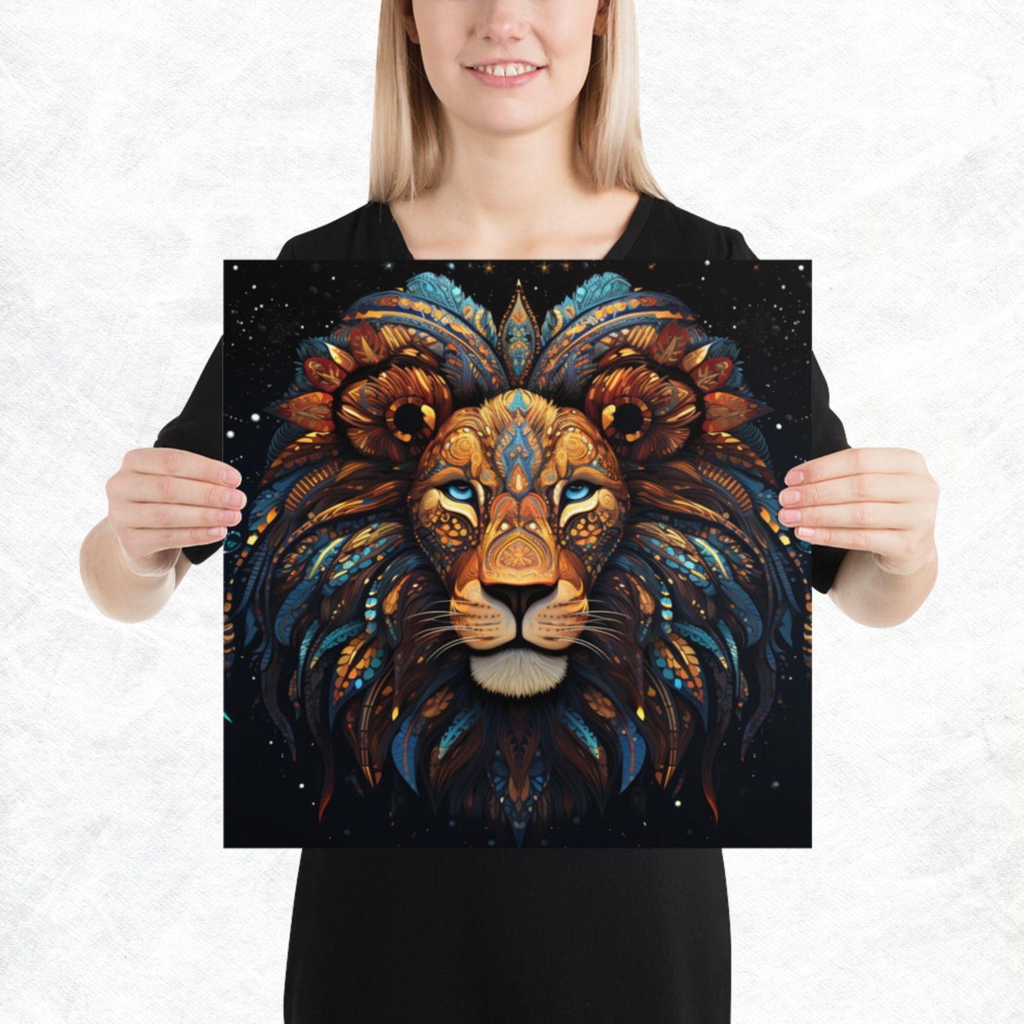 Dot Art Lion Paper Poster