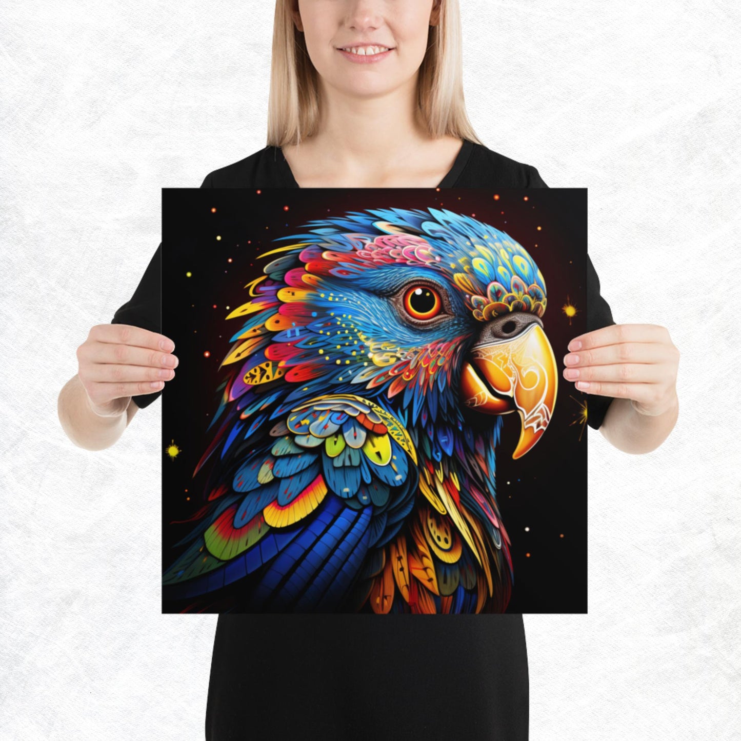 Dot Art Parrot Paper Poster