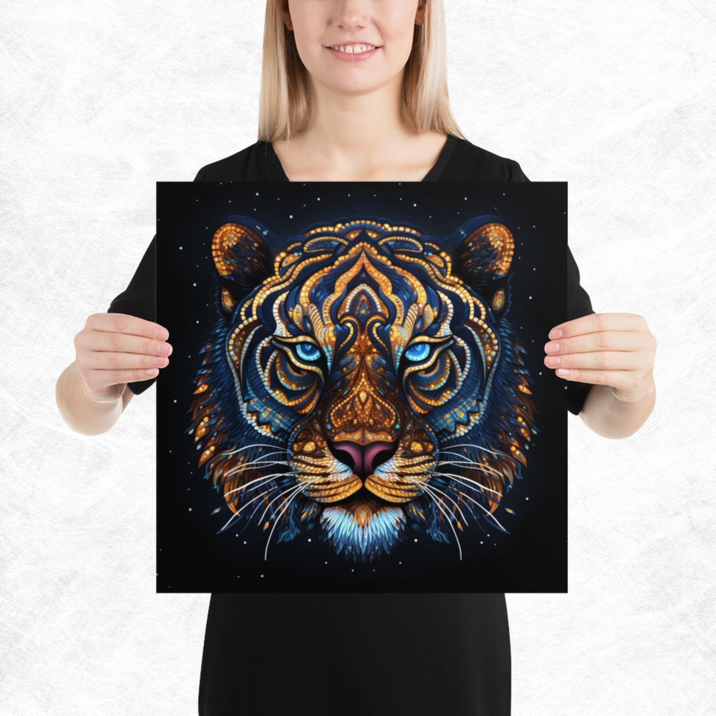 Dot Art Tiger Paper Poster
